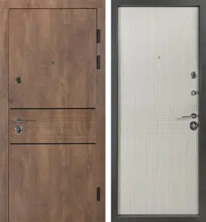 Двери входные метал В-81 мод. 564 / 264 Спил дерева коньячный. Венге парма  (Кале)